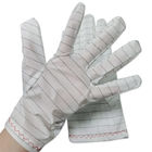 White Stripe PU Fabric ESD دستکش ضد استاتیک پرز رایگان برای تمیزکاری صنعتی