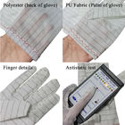 White Stripe PU Fabric ESD دستکش ضد استاتیک پرز رایگان برای تمیزکاری صنعتی