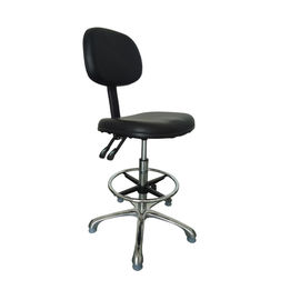 صندلی های ایمن PU Antistatic ESD به رنگ مشکی و آبی پشتی شیب دار تکیه گاه اختیاری