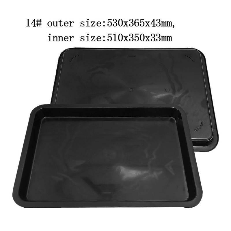 530x365x43mm ESD سینی های مربع ضد ایستاتیک سیاه پلاستیک مستطیل کم عمق سینی های ESD دایره چرخش الکترونیکی